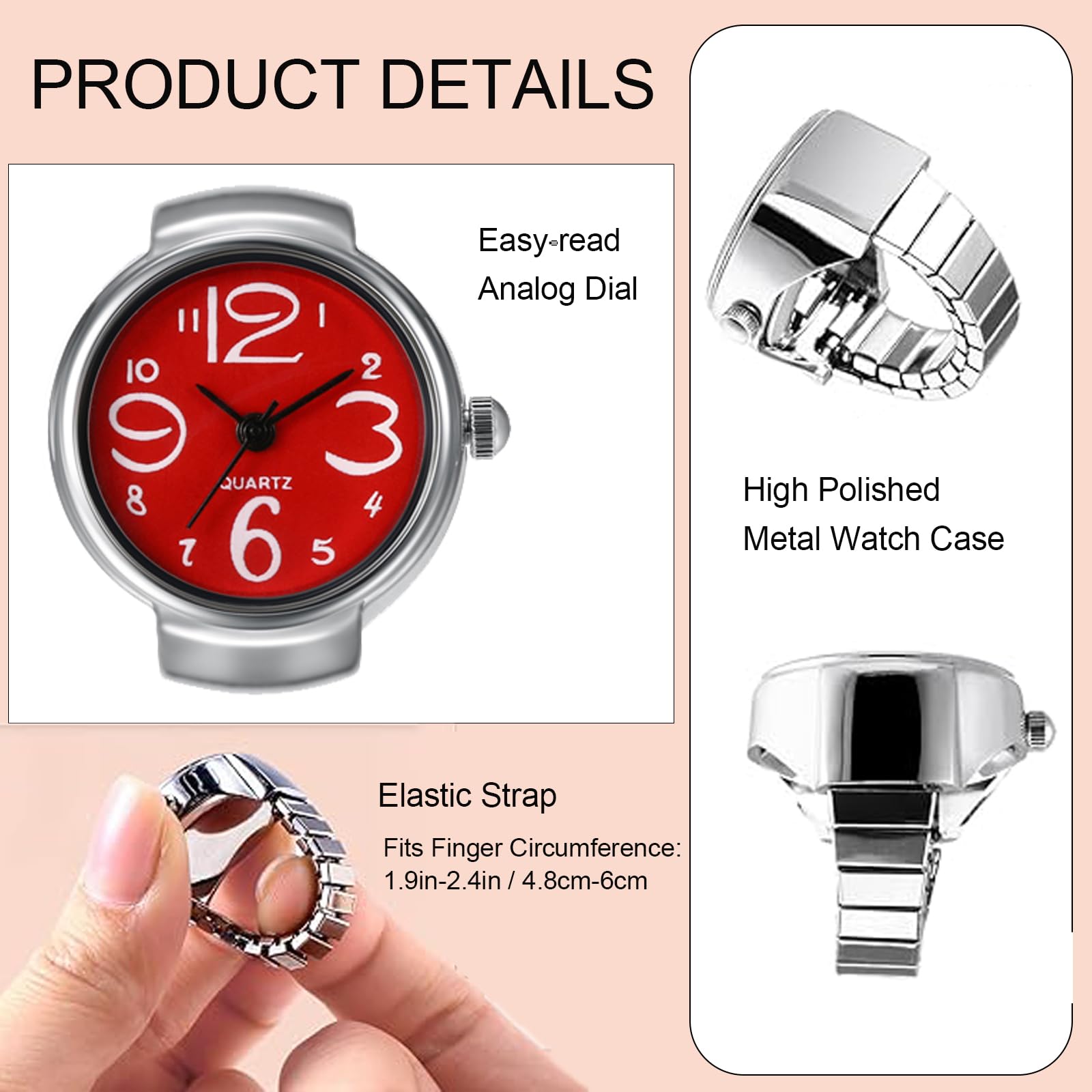 Stylish Unisex Elastic Finger Ring Watch - Round Quartz Timepiece for Men & Women - Perfect for Casual Wear, Parties, and Unique Fashion Statements