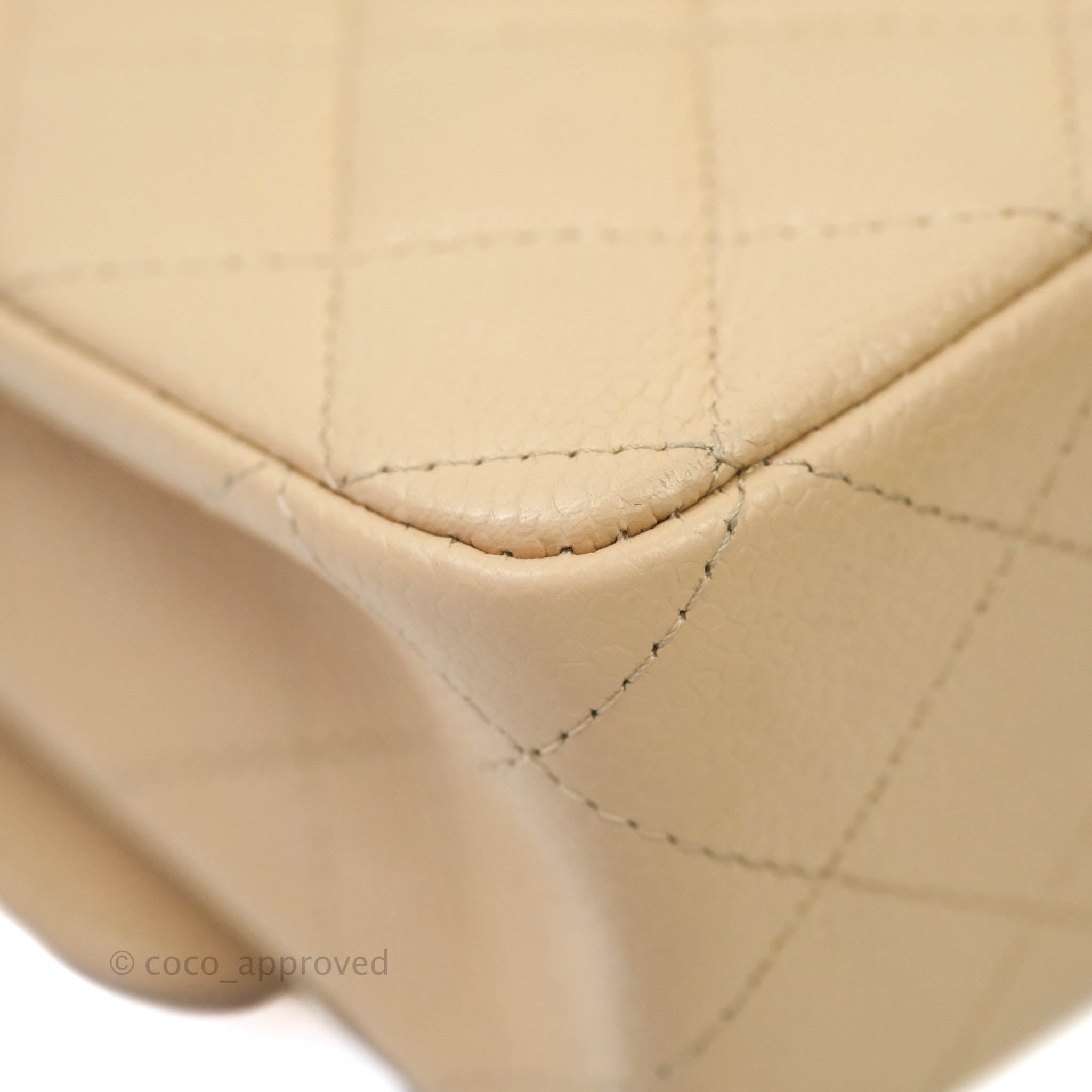 Chanel Classic M/L Medium Double Flap Bag in Beige Caviar Leather with Gold Hardware - Luxury Handbag for Women, Perfect for Work, Date Night & Special Occasions