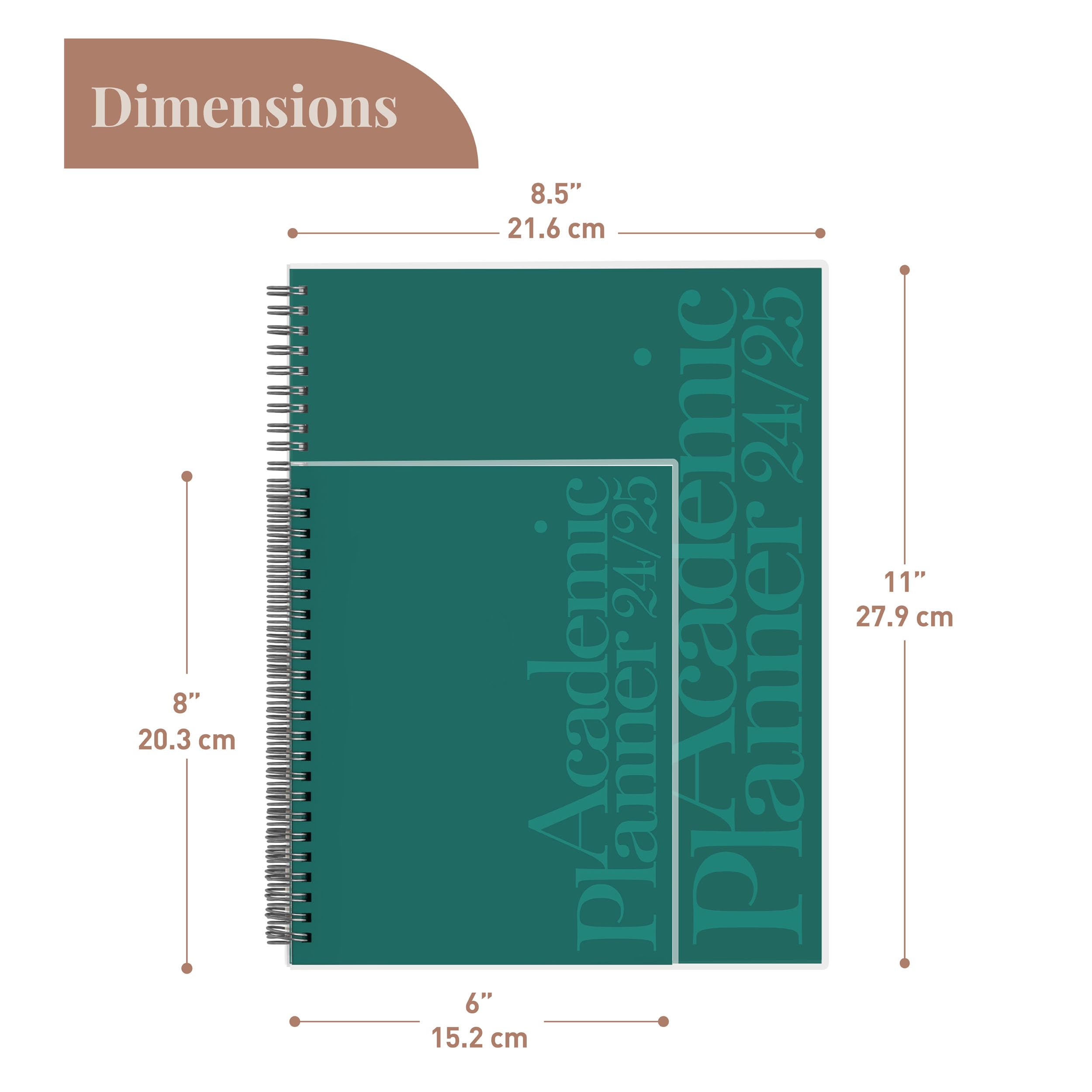 Riley's 2024-2025 Academic Planner - 18-Month Weekly & Monthly Organizer with Twin-Wire Binding, Notes Pages & Durable Cover (21x15cm, Dark Green) - Perfect for Students, Teachers & Professionals