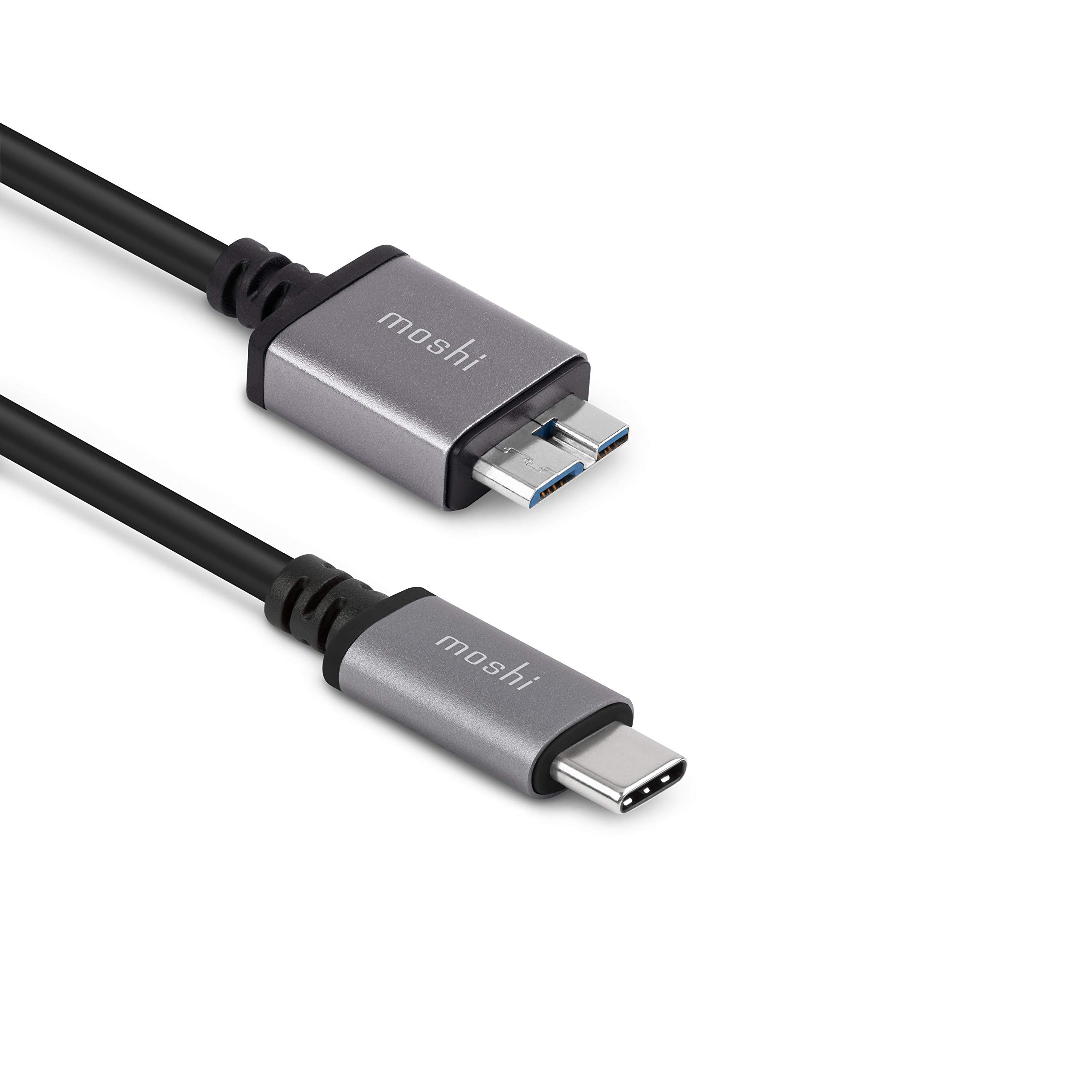 Premium Moshi USB-C to Micro-B Cable - 3.3ft Fast Charging & Data Sync for Samsung Galaxy, Android Devices - Perfect for Travel, Home & Office Use