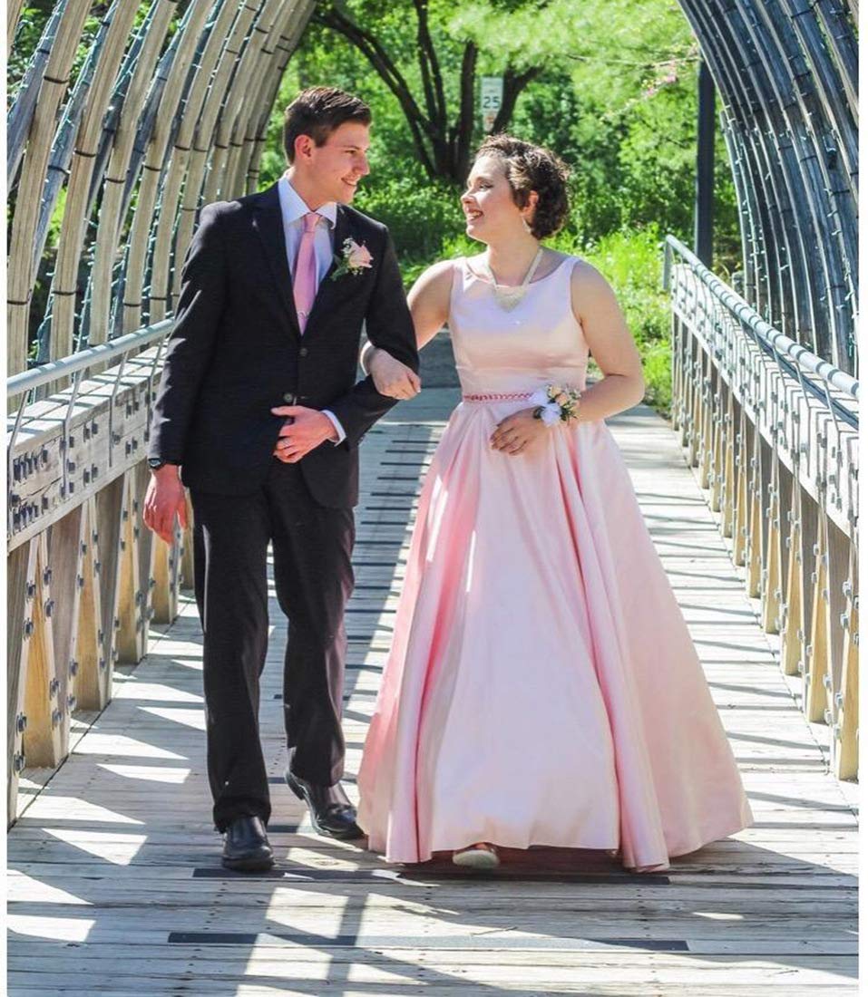 Elegant Gold Satin A-Line Prom Dress with Pockets - Women's Formal Gown Size 6 for Homecoming, Wedding & Special Occasions