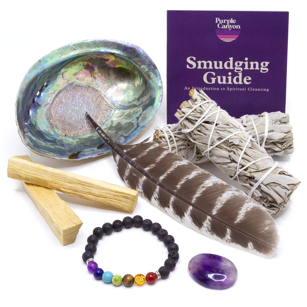 Purple Canyon Sage Smudge Gift Set - Natural Home Cleansing Kit, Unique Housewarming Present for New Home Blessing & Spiritual Cleansing | Perfect for Meditation, Yoga, Feng Shui & Positive Energy
