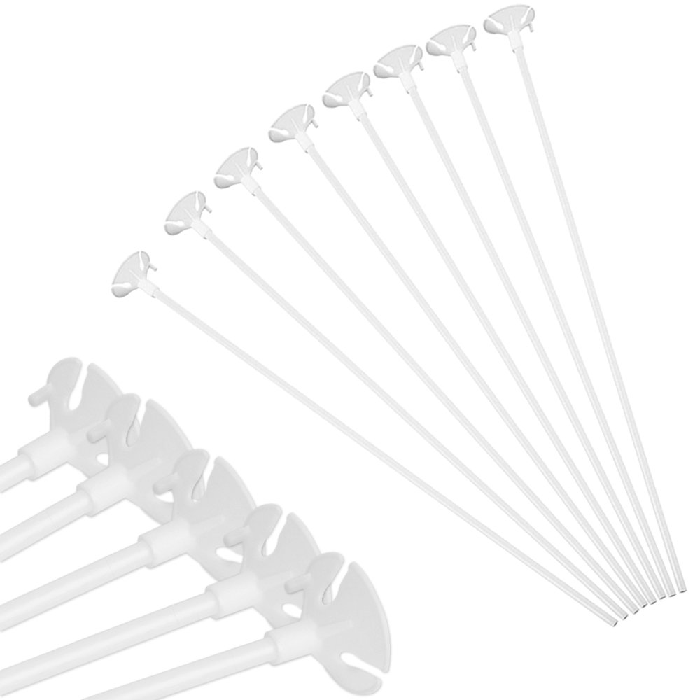 100 Pack White Balloon Sticks with Cups - Balloon Holders for Wedding Decorations, Birthday Parties, Baby Showers & Event Decorations | Perfect for Balloon Arches, Centerpieces & Party Backdrops