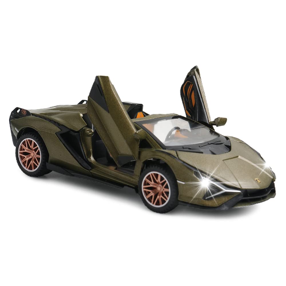 1:32 Scale Lamborghini Sian FKP37 Diecast Metal Pull Back Toy Car with Light & Sound Effects, Opening Doors - Collectible Model Vehicle for Kids, Toddlers, Boys & Girls (Perfect for Birthday Gifts, Car Enthusiasts & Display Collections)