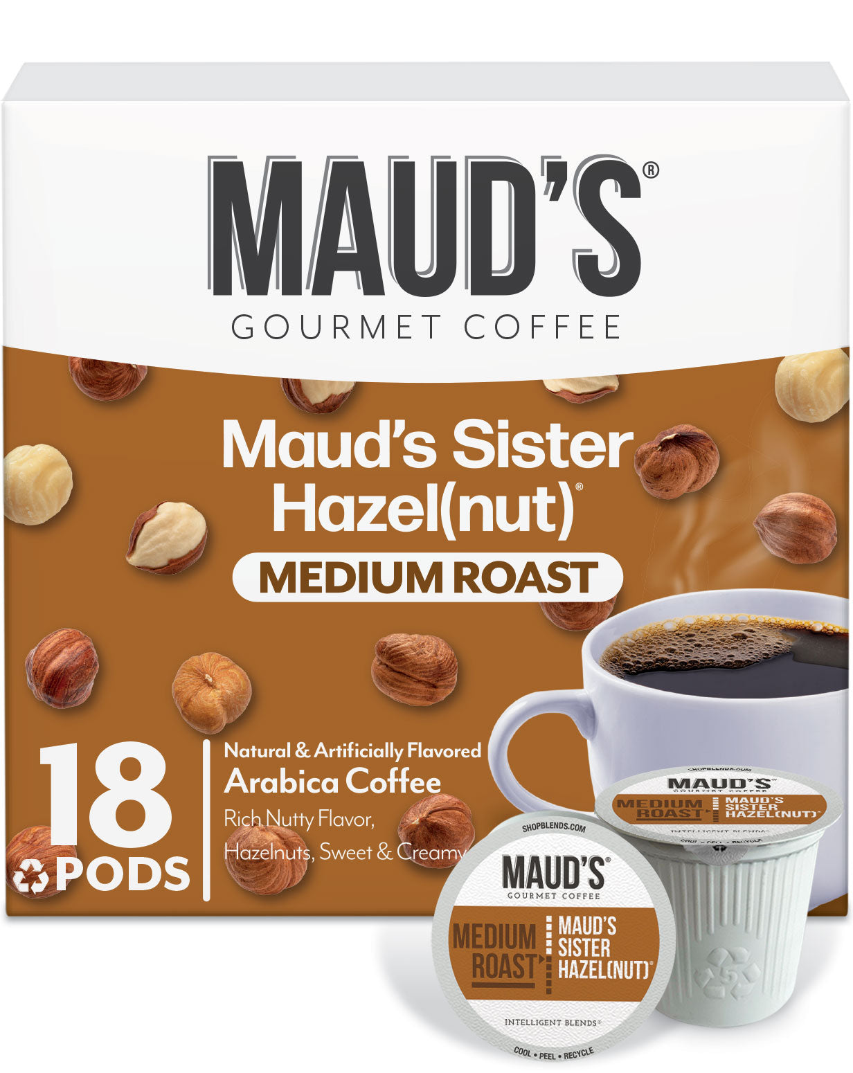 Maud's Sweet Hazelnut Coffee Pods - 100% Arabica K-Cup Compatible Pods for Keurig Brewers | Perfect for Morning Boost & Office Coffee Break