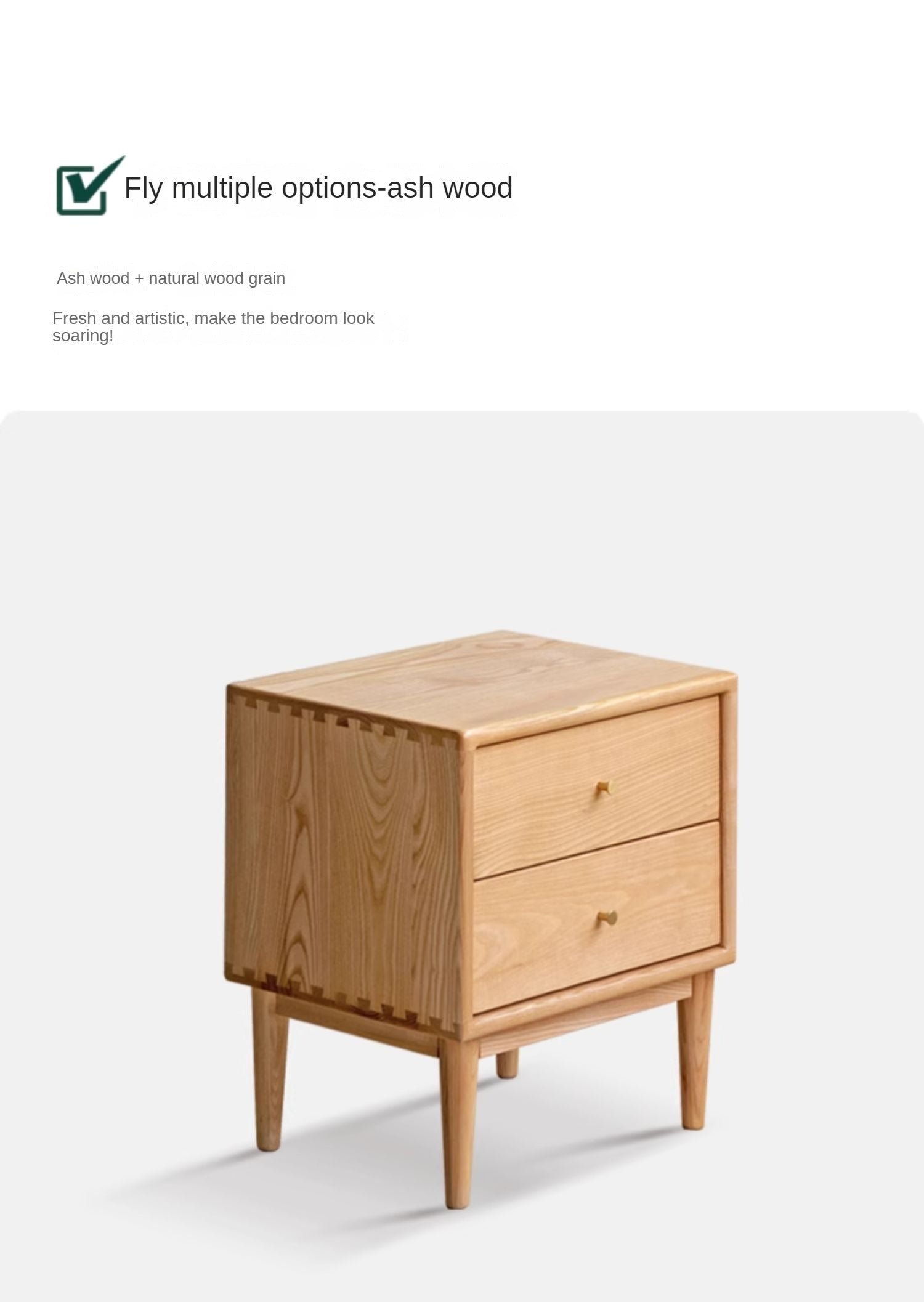 Solid Wood Nightstand - Beech or Oak Bedside Table for Bedroom, Modern & Rustic Home Decor, Durable and Stylish Storage Solution