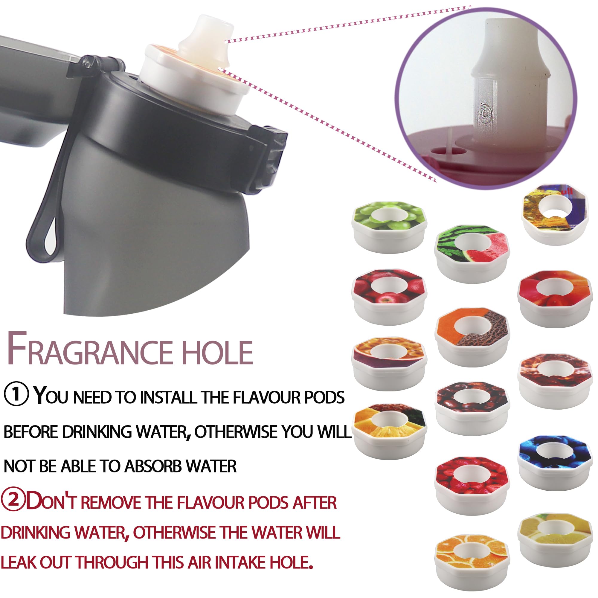14-Flavor Scented Water Bottle - 650ml BPA-Free Tritan with Straw for Sports & Travel