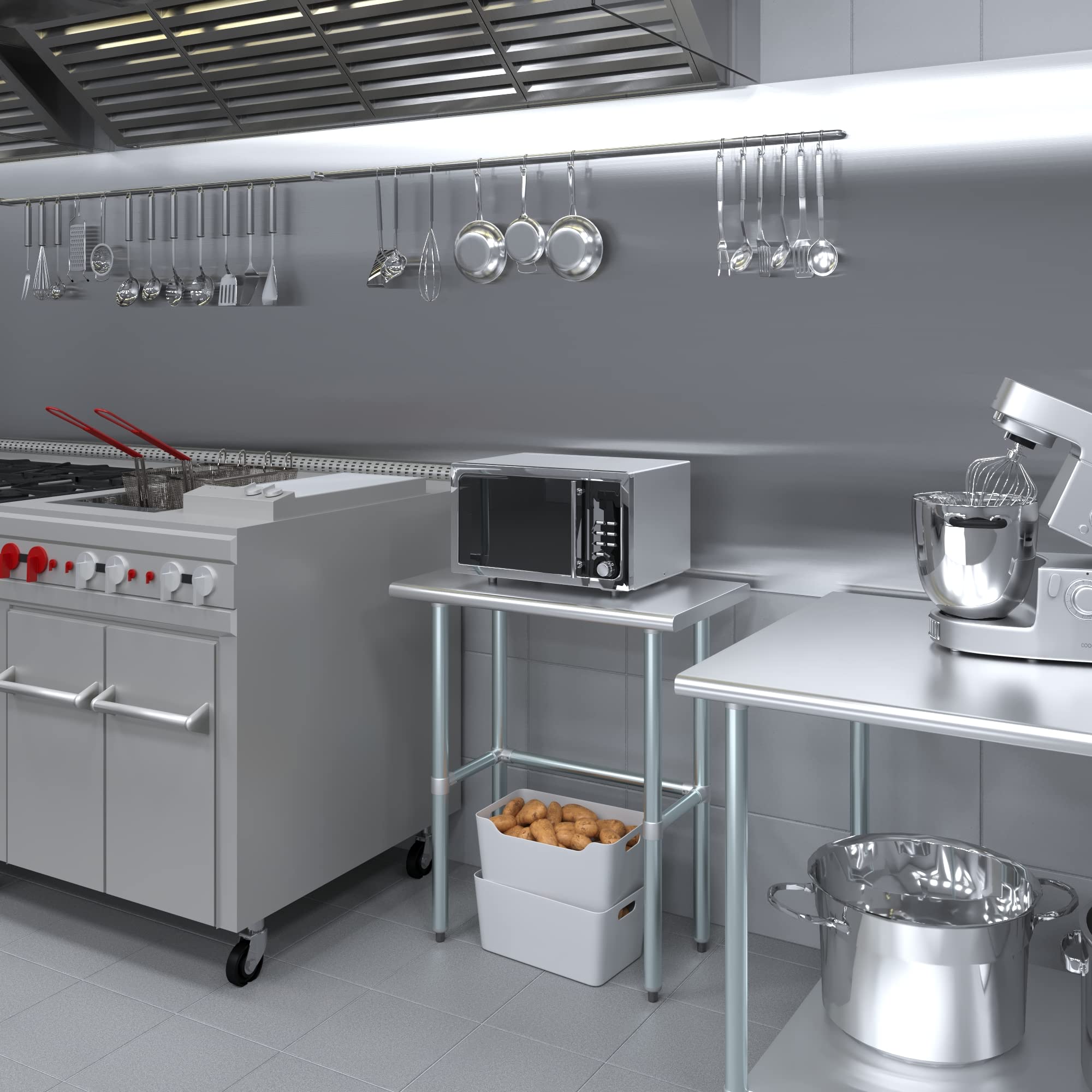 AmGood Stainless Steel Work Table with Open Base - 30