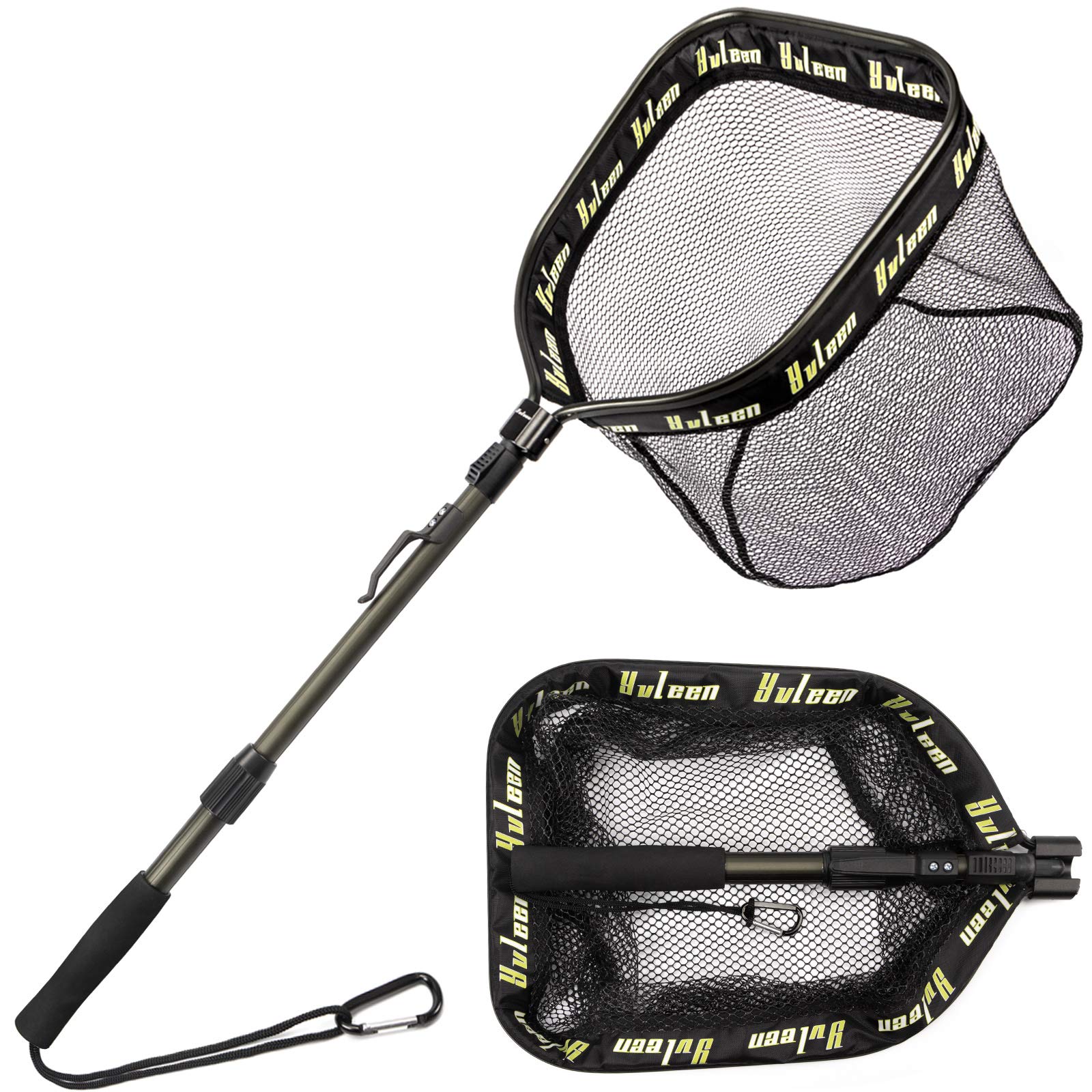 YVLEEN Floating Fishing Net - Foldable Rubber Coated Landing Net for Easy Catch & Release | Freshwater & Saltwater Fishing Gear | Perfect for Kayak, Boat, and Shore Fishing