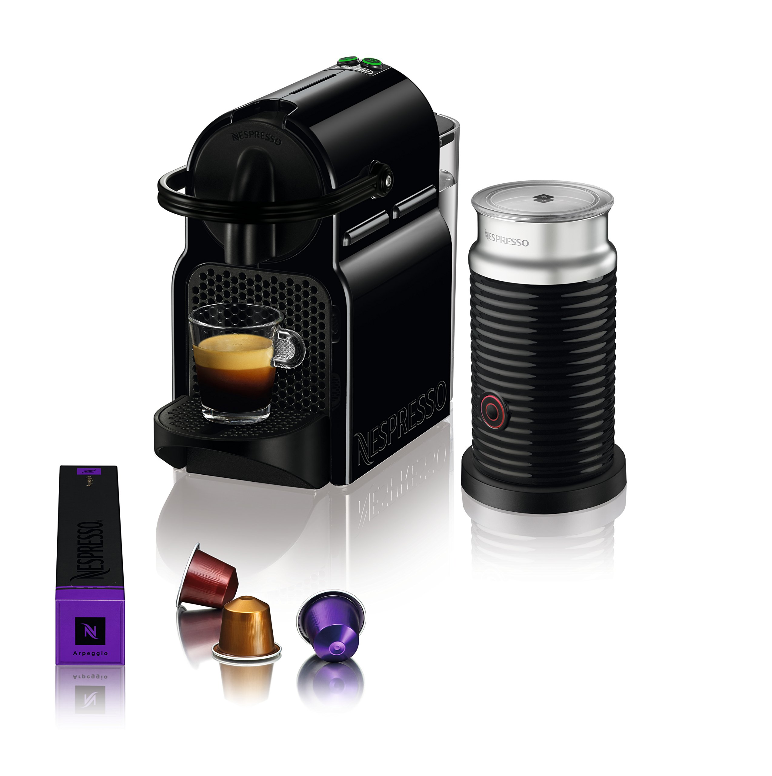 De'Longhi Nespresso Inissia Espresso Machine with Milk Frother - 24oz Compact Coffee Maker for Home & Office - Black | Perfect for Lattes, Cappuccinos & Quick Morning Brews