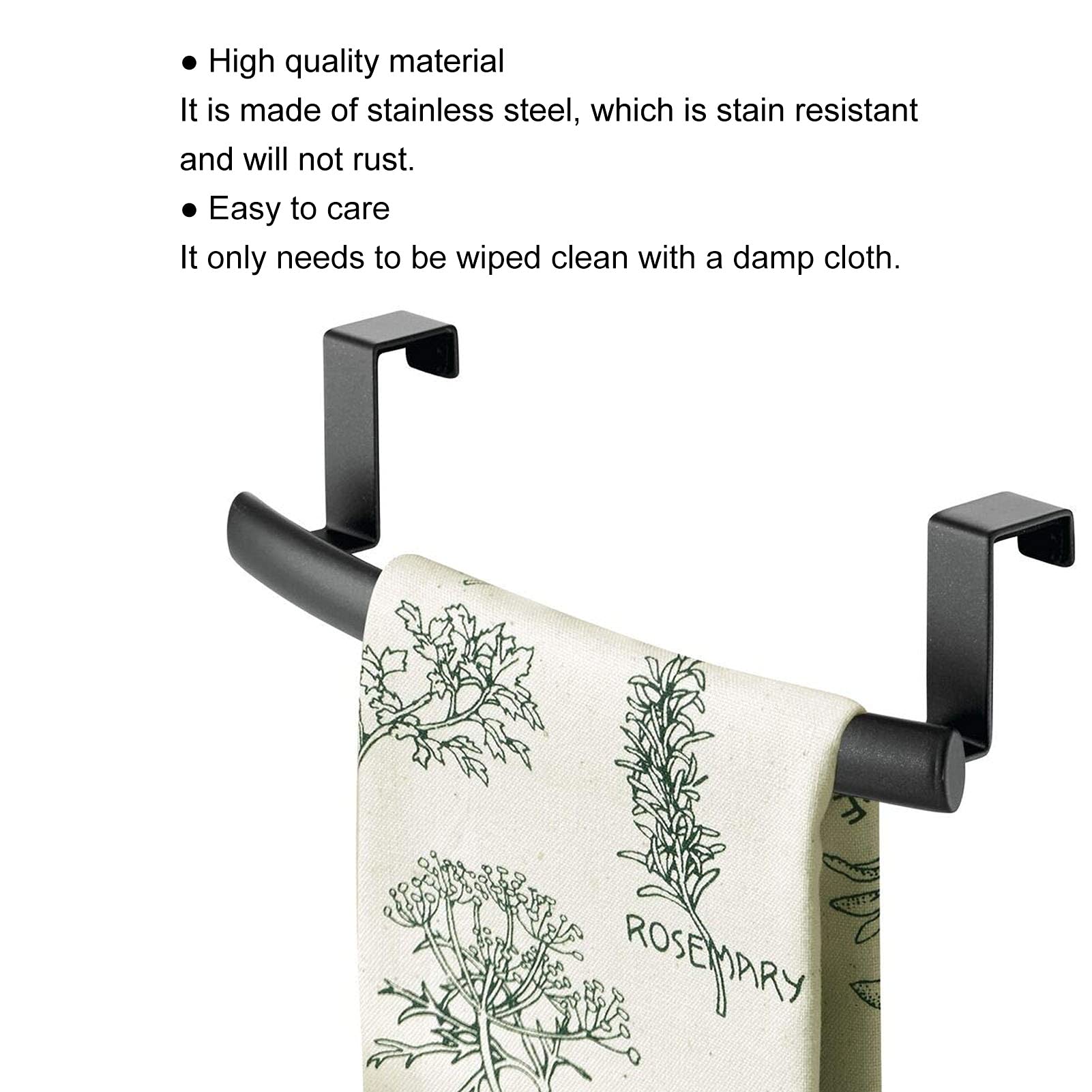 2Pcs No Drill No Nail Cabinet Door Towel Rack - Heavy Duty Bathroom & Kitchen Towel Holder, Dish Cloth Hanger, Robe Hook & Toilet Paper Holder for Home, Hotel (23cm) - Perfect for Small Spaces & Organization