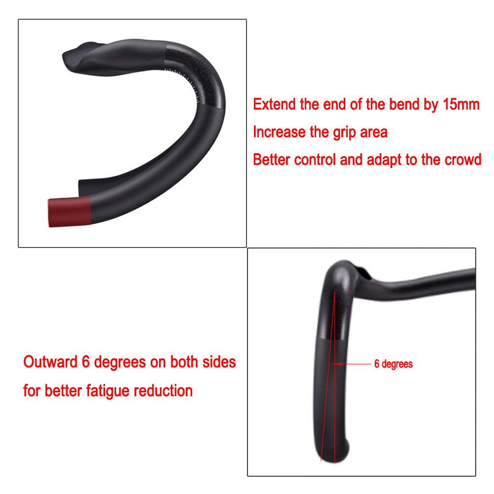 Carbon Fiber Road Bike Handlebars - 31.8mm 440mm Aero Drop Bars 3K Matte Black | Lightweight Racing Handlebars for Road Bikes | Perfect for Competitive Cycling & Long-Distance Rides