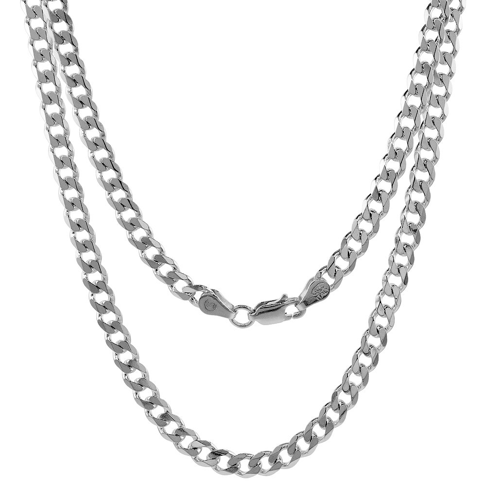 Sterling Silver 4.5mm Curb Cuban Link Chain Necklace & Bracelet Set for Men & Women - Nickel Free, Beveled Edges, Italy Crafted (7-40 Inch) - Perfect for Gifts, Everyday Wear & Special Occasions