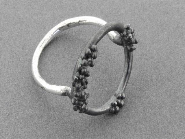 Elegant Beaded Circle Ring in Oxidized Silver - Perfect for Boho Chic & Everyday Wear