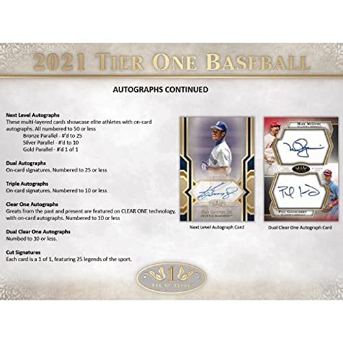 2021 Topps Tier One MLB Baseball HOBBY Box - 3 Cards per Box | Authentic Baseball Trading Cards for Collectors & Investors | Perfect for Sports Memorabilia Collections & Gift Giving