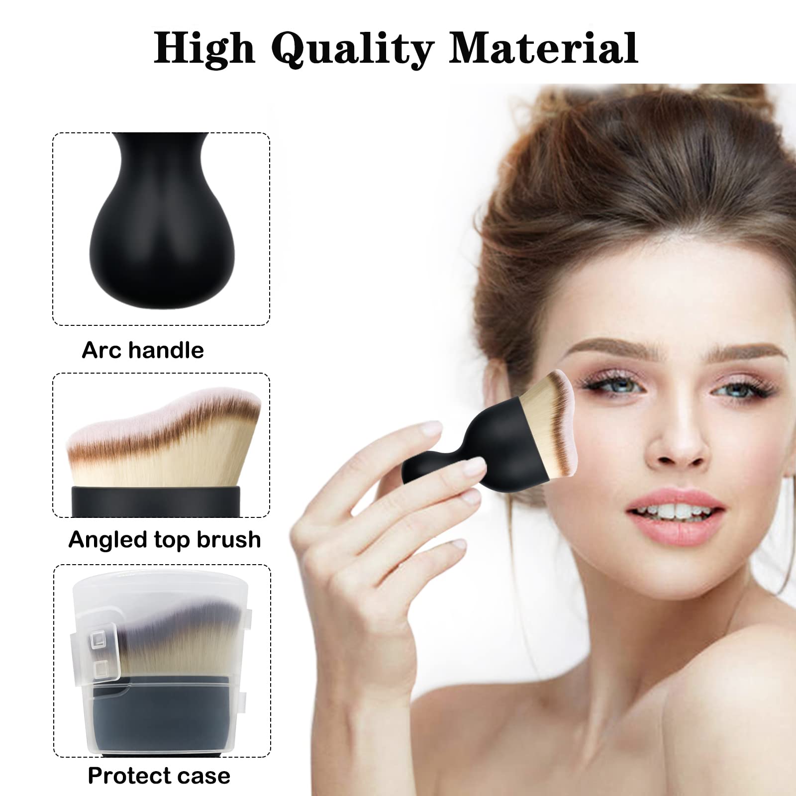 Falliny Foundation Makeup Brush - Flat Kabuki Travel Brush for Liquid, Cream & Powder Cosmetics | Flawless Blending for Face & Body | Perfect for Travel, On-the-Go Makeup & Professional Use