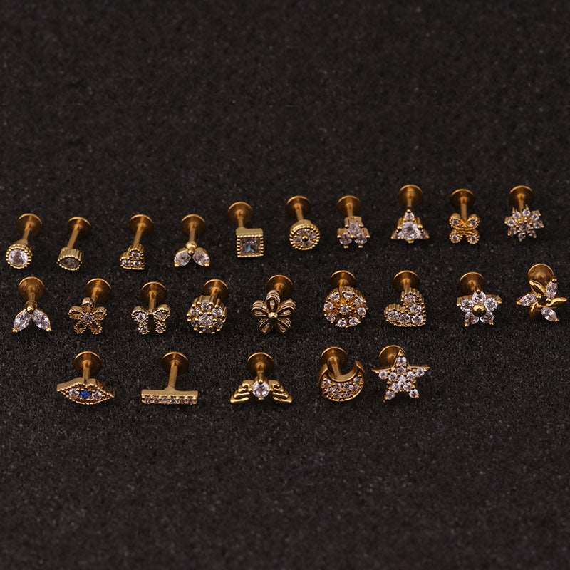 16G Labret Back Earrings - Surgical Steel Push Pin Earrings with Flat Back Stud | HSPJ217 | Perfect for Lip, Nose, Cartilage Piercings & Everyday Wear