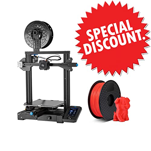 Creality Ender 3 V2 Plus 3D Printer with 1.75mm Red PLA Filament - Perfect for Home DIY Projects, Prototyping & Educational Use