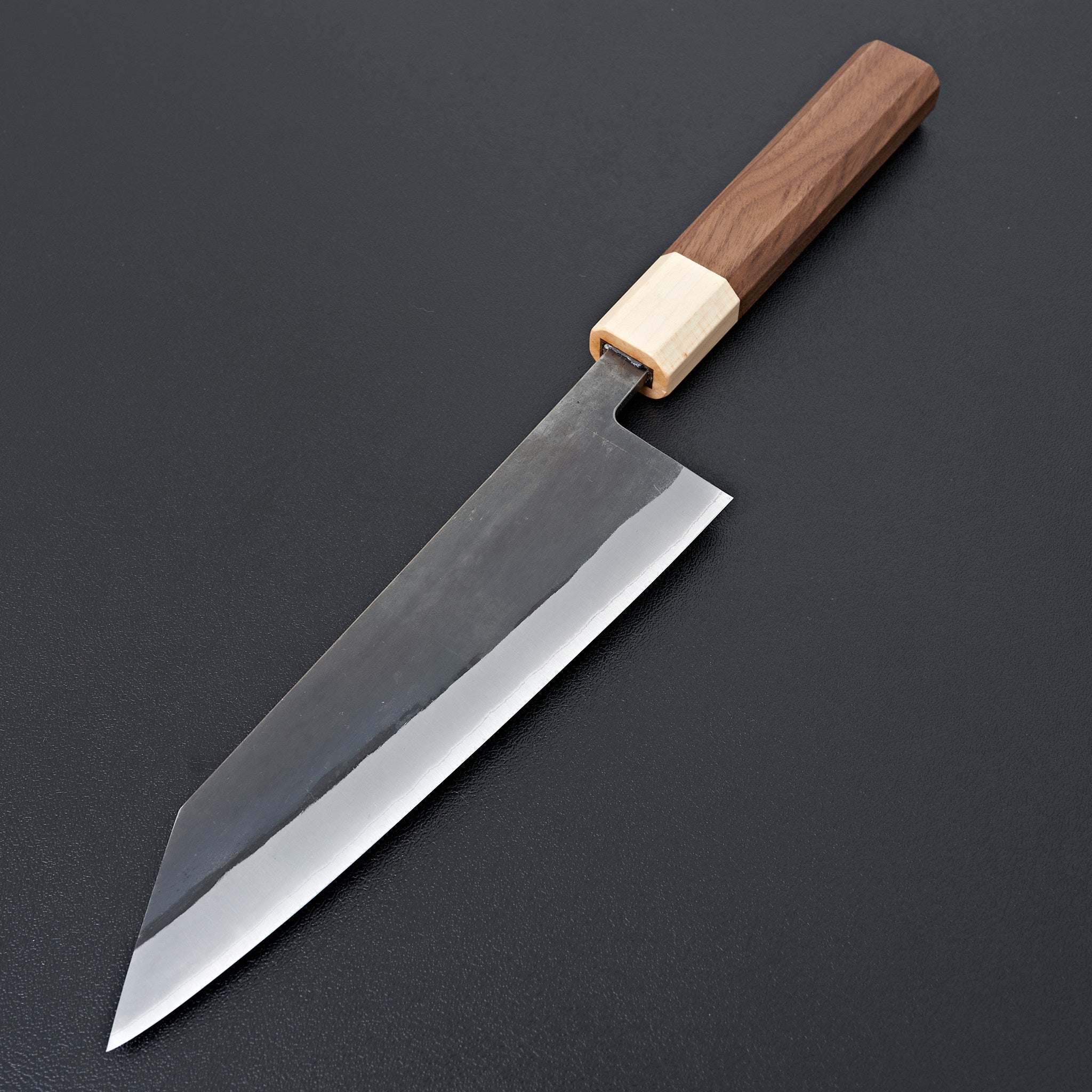 Hitohira TD Blue #2 Stainless Clad Kurouchi Bunka Knife 170mm with Walnut Handle - Japanese Kitchen Knife for Slicing, Dicing & Chopping Vegetables, Meat & Fish
