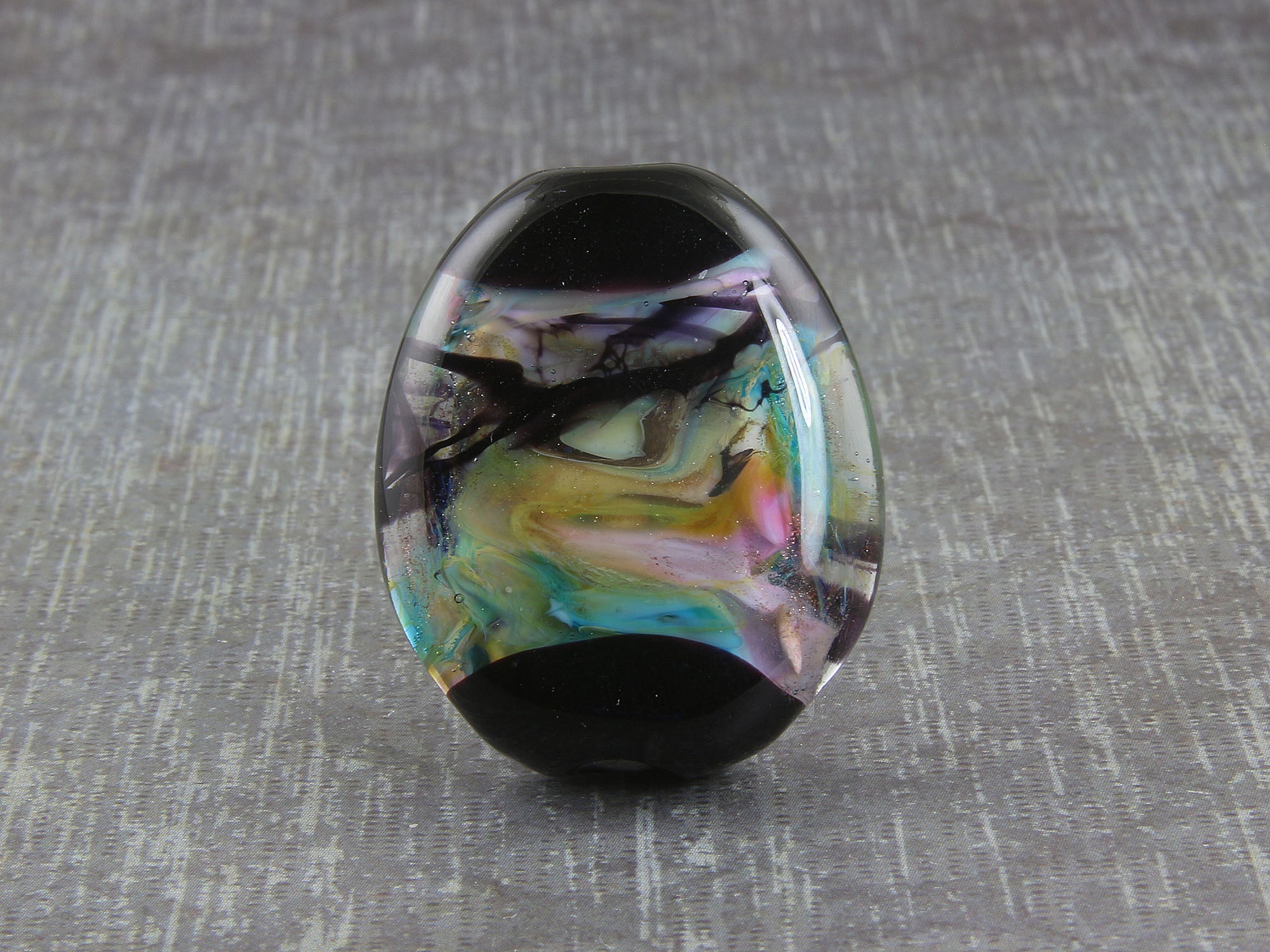 Handmade Pastel Abstract Lampwork Glass Focal Bead for Jewelry Making - DIY Necklace, Bracelet & Earring Designs - Perfect for Crafters & Beading Enthusiasts