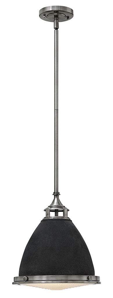 Hinkley Amelia Collection Transitional One Light Pendant in Aged Zinc Finish - Perfect for Kitchen Island, Dining Room, or Entryway Lighting