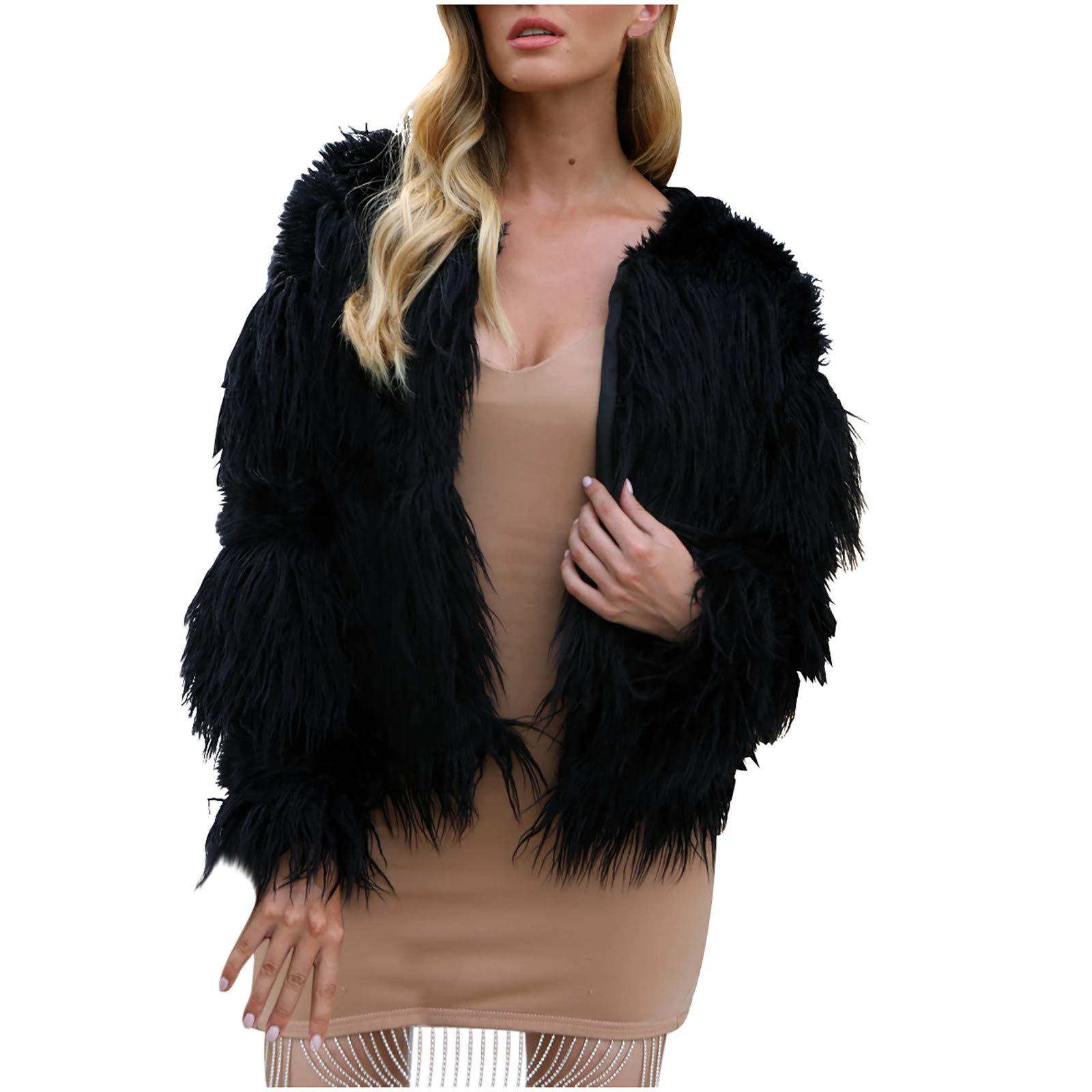 Women's Plush Winter Coat - Soft & Warm Artificial Fur Jacket for Cold Weather | Cozy Outerwear for Daily Wear, Office & Outdoor Activities