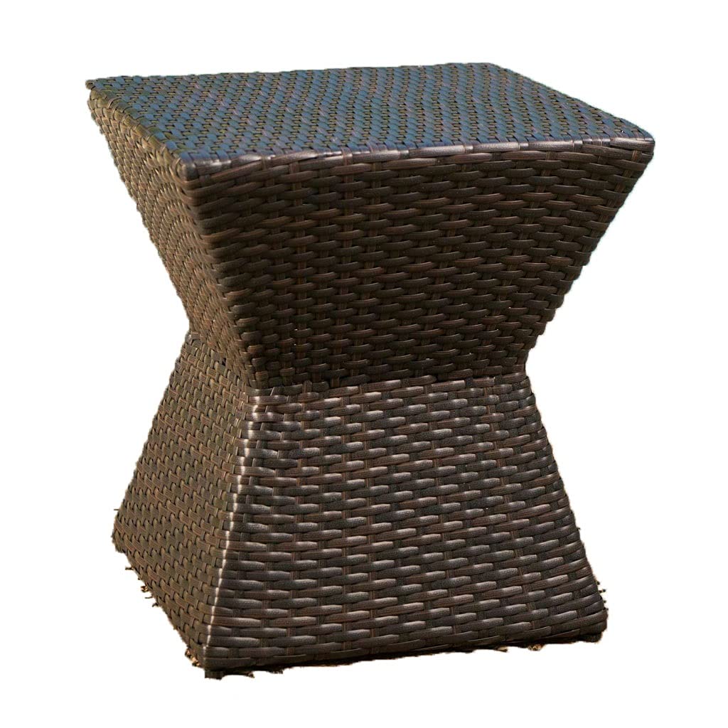 16-inch Multi-Brown Wicker Square Side Table - FFU Patio End Table for Outdoor & Indoor Use - Perfect for Garden, Balcony, Porch, and Living Room Decor