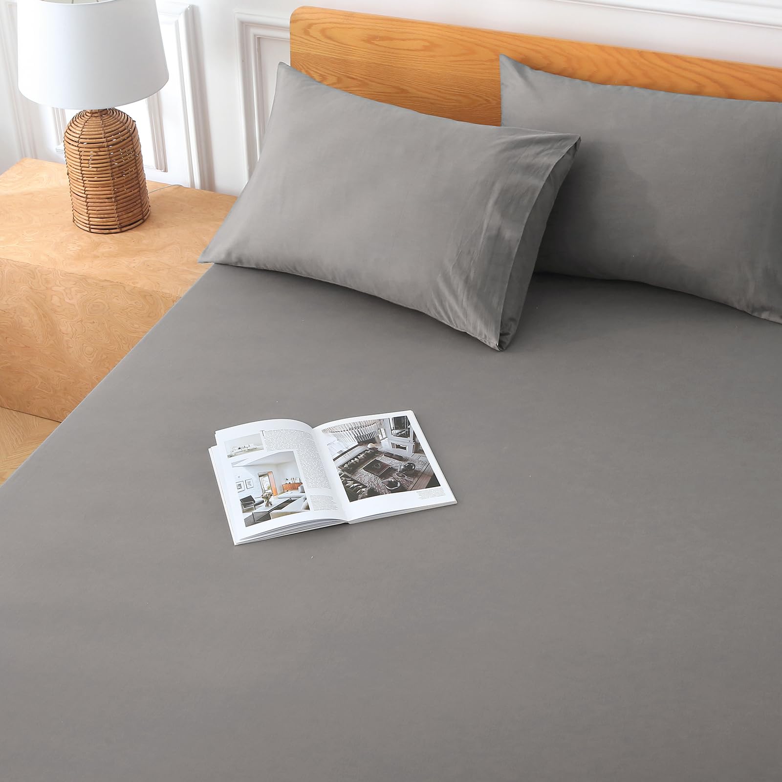 Premium 600 Thread Count Egyptian Cotton Queen Sheets - 18 Inch Deep Pocket, Ultra Soft & Breathable for Hotel Luxury Feel - Perfect for Master Bedroom, Guest Room & Airbnb