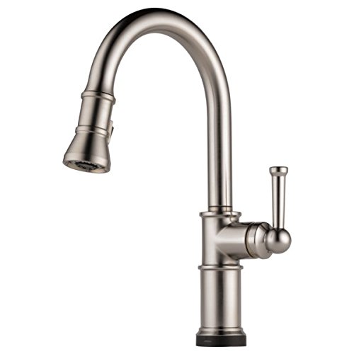 Brizo 64025LF-SS Stainless Steel Pull-Down Kitchen Faucet with Accessories - Modern Touchless Design for Easy Cooking & Dishwashing