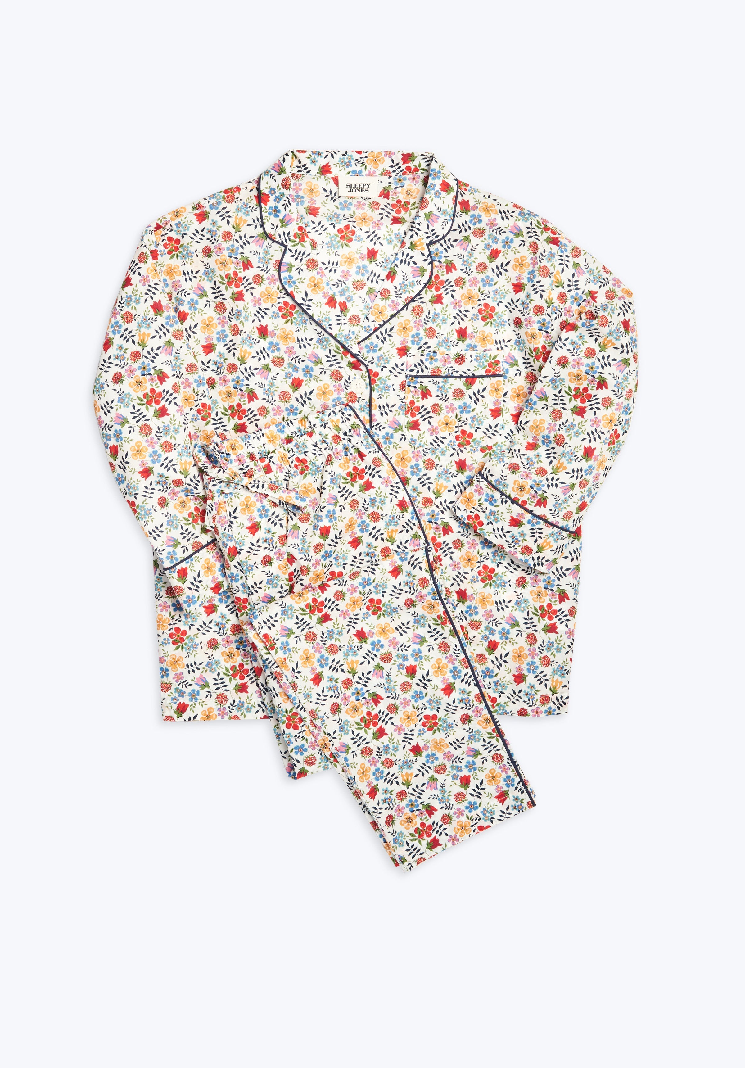 Liberty Edenham Floral White Pajama Set for Women - Soft Cotton Sleepwear with Short Sleeve Top & Pants - Perfect for Lounging, Sleepovers, and Relaxing at Home