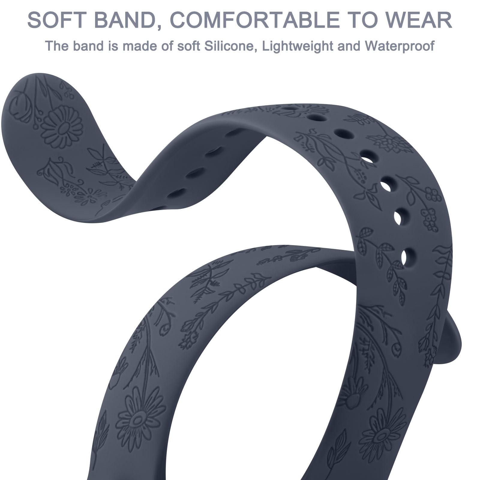 Premium Flower Engraved Silicone Watch Bands for Garmin Vivoactive 5 & Vivoactive 3 - Soft Replacement Strap Compatible with Vivoactive 3 Music Smartwatch - Perfect for Workouts, Running & Everyday Wear