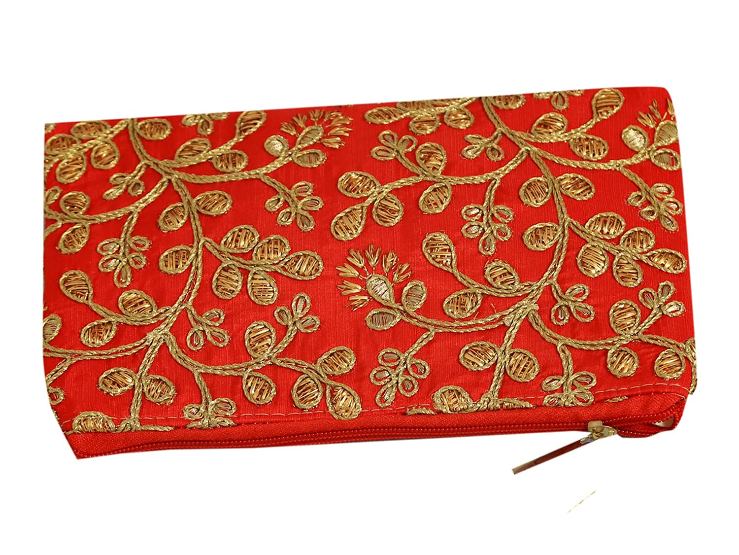 Elegant Heart-Shaped Embroidery Women's Hand Purse Wallet - Perfect for Parties, Weddings & Date Nights (Red) | HS39HEARTH022020 | Ideal Gift for Valentine's Day, Anniversaries & Special Occasions