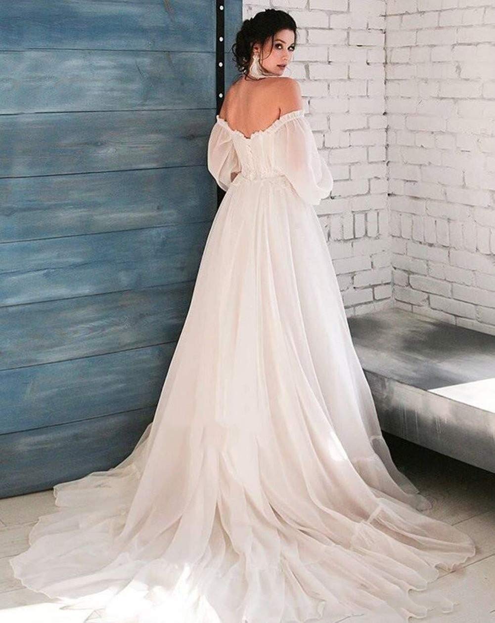 Elegant Off Shoulder Long Sleeve Tulle Evening Dress for Women - Formal Gowns for Prom, Wedding & Special Occasions