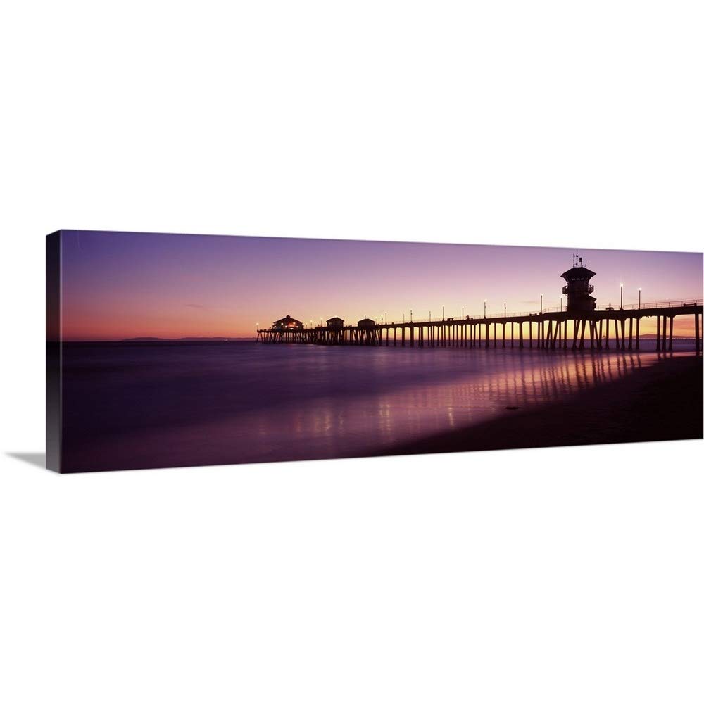 CANVAS ON DEMAND Pier in the Sea - Huntington Beach Pier California Canvas Wall Art Print - 60