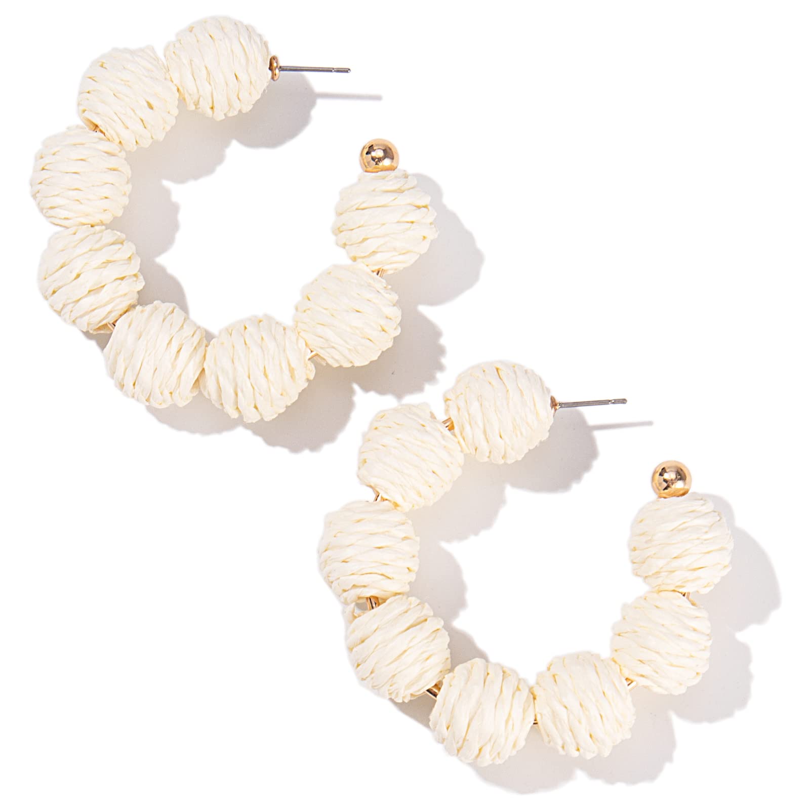 Handmade Colorful Raffia Hoop Earrings - Boho Statement Rattan Jewelry for Women | Unique Summer Accessories for Beach, Festival & Vacation Outfits