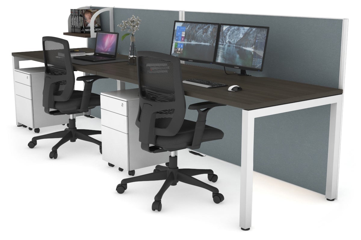 Horizon Quadro 2 Person Office Workstation with Square Legs - 1800L x 800W Dimensions, Cable Management Scallop - Perfect for Shared Workspaces & Collaborative Office Environments