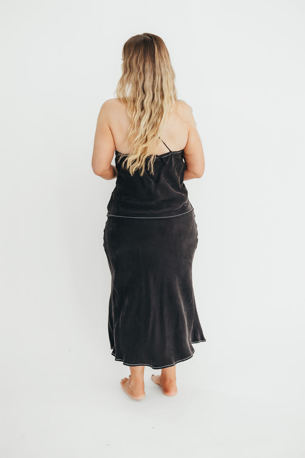 Romana Black Cami Top and Skirt Set - Women's Lace Trim Sleepwear & Lounge Outfit for Nightwear, Home Relaxing, and Vacation