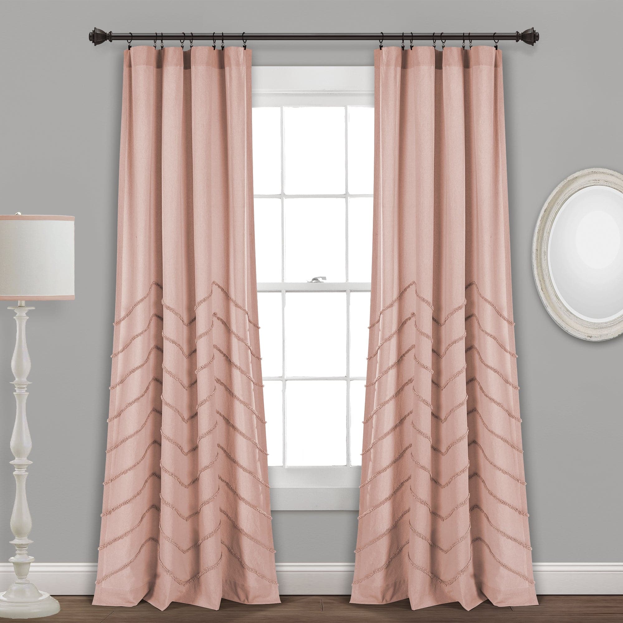 Soft Chenille Chevron Window Curtain Panel Set - Blackout Thermal Insulated Drapes for Living Room & Bedroom