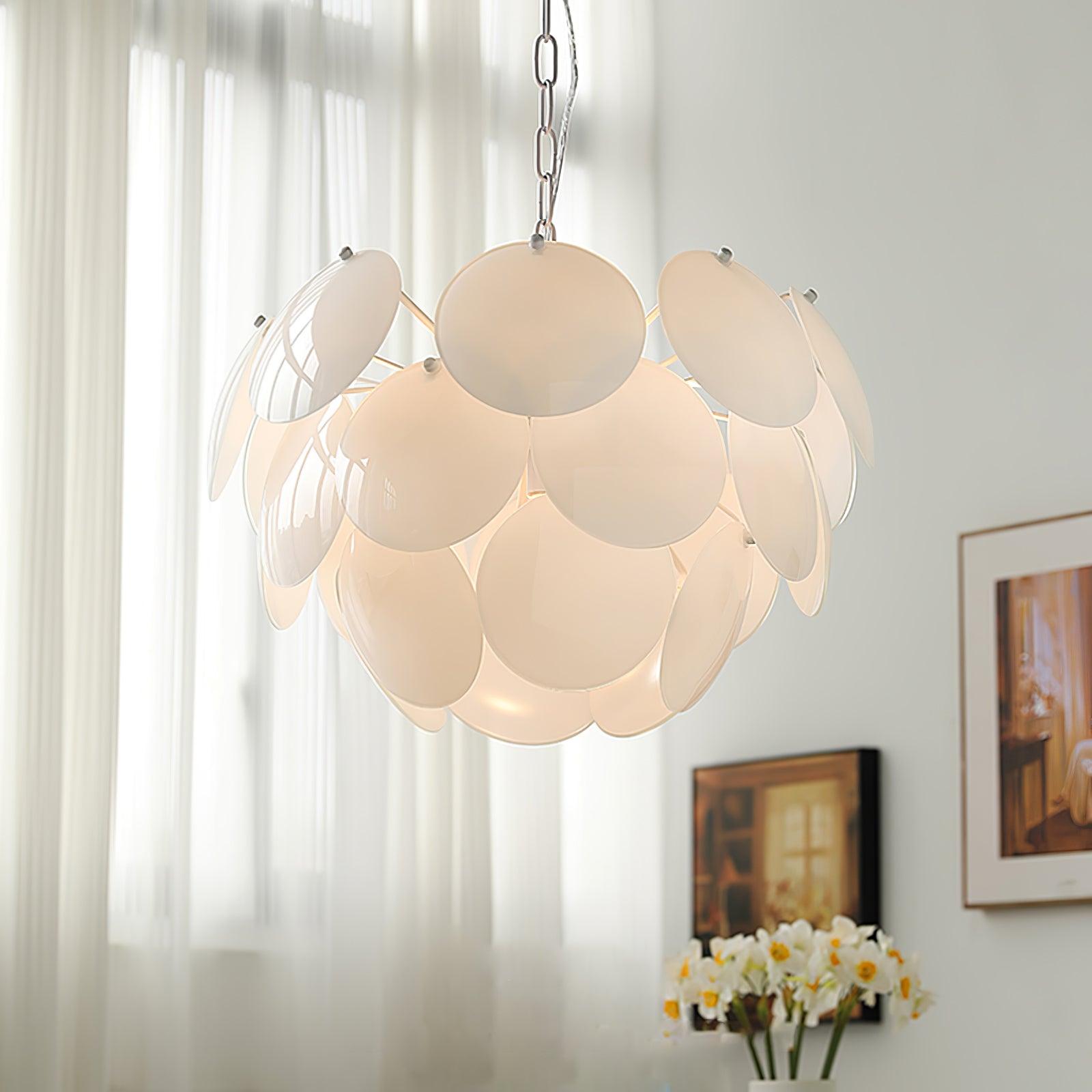 Elegant Luminous Petal Glass Chandelier - Modern Crystal Ceiling Light Fixture for Dining Room, Bedroom & Living Room Decor