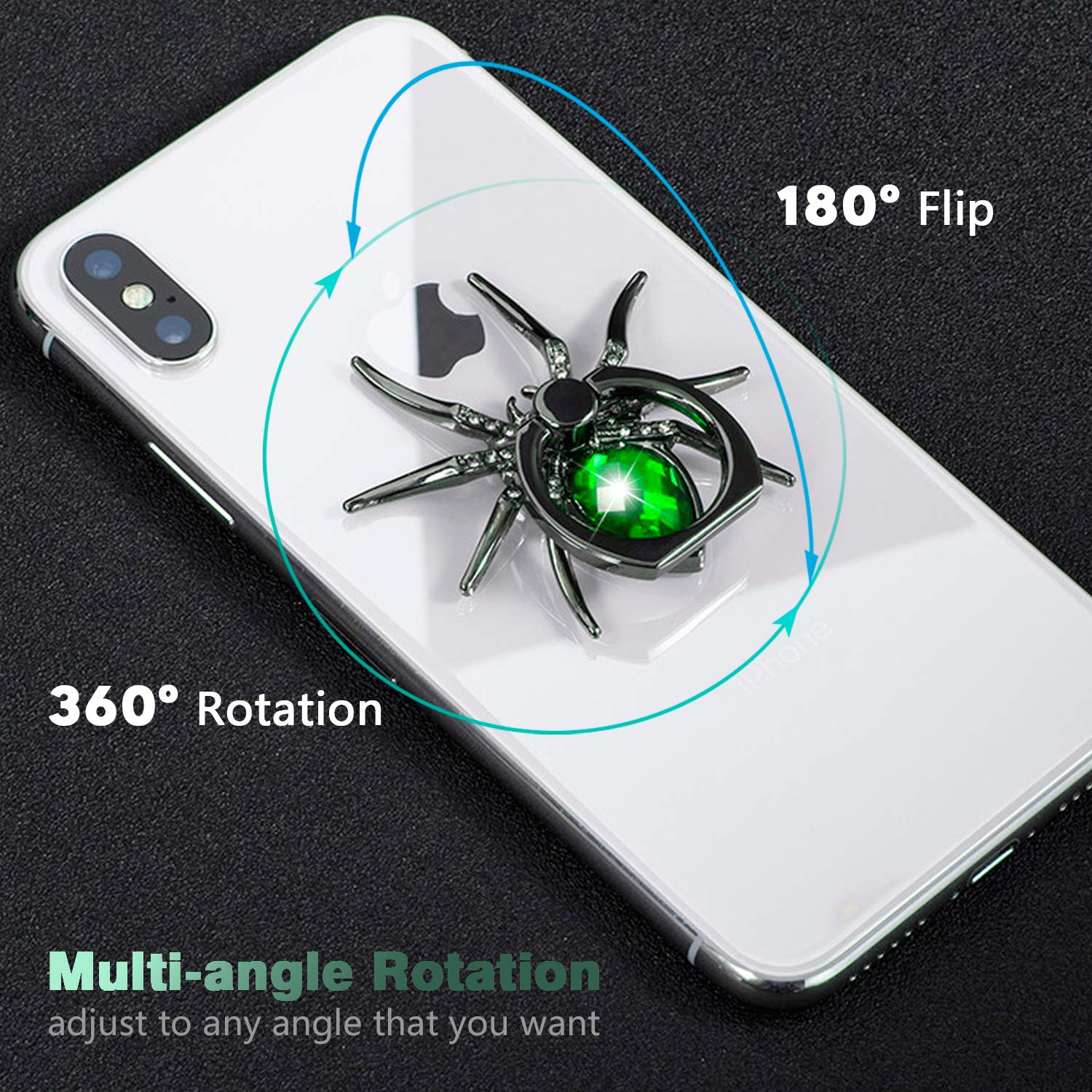 Allengel Spider Phone Ring Holder Stand - Animal-Themed Rhinestone Phone Grip & Kickstand for All Smartphones (Green) | Perfect for Hands-Free Viewing, Secure Grip & Stylish Phone Accessory
