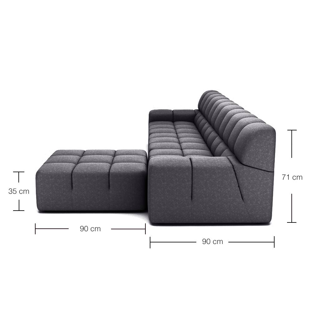 Roger 4-Seater Modular Sofa with Ottoman - Modern Sectional Couch for Living Room, Lounge & Home Theater - Comfortable L-Shaped Sofa Set with Storage Ottoman