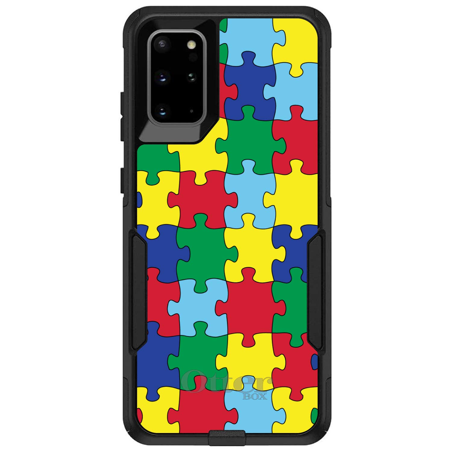DistinctInk Samsung Galaxy S20 Ultra & S20 Ultra 5G Case (6.9 Inch) - Durable Protective Phone Cover with Autism Awareness Puzzle Design - Replacement for OtterBox Commuter - Perfect for Daily Use, Work & Travel