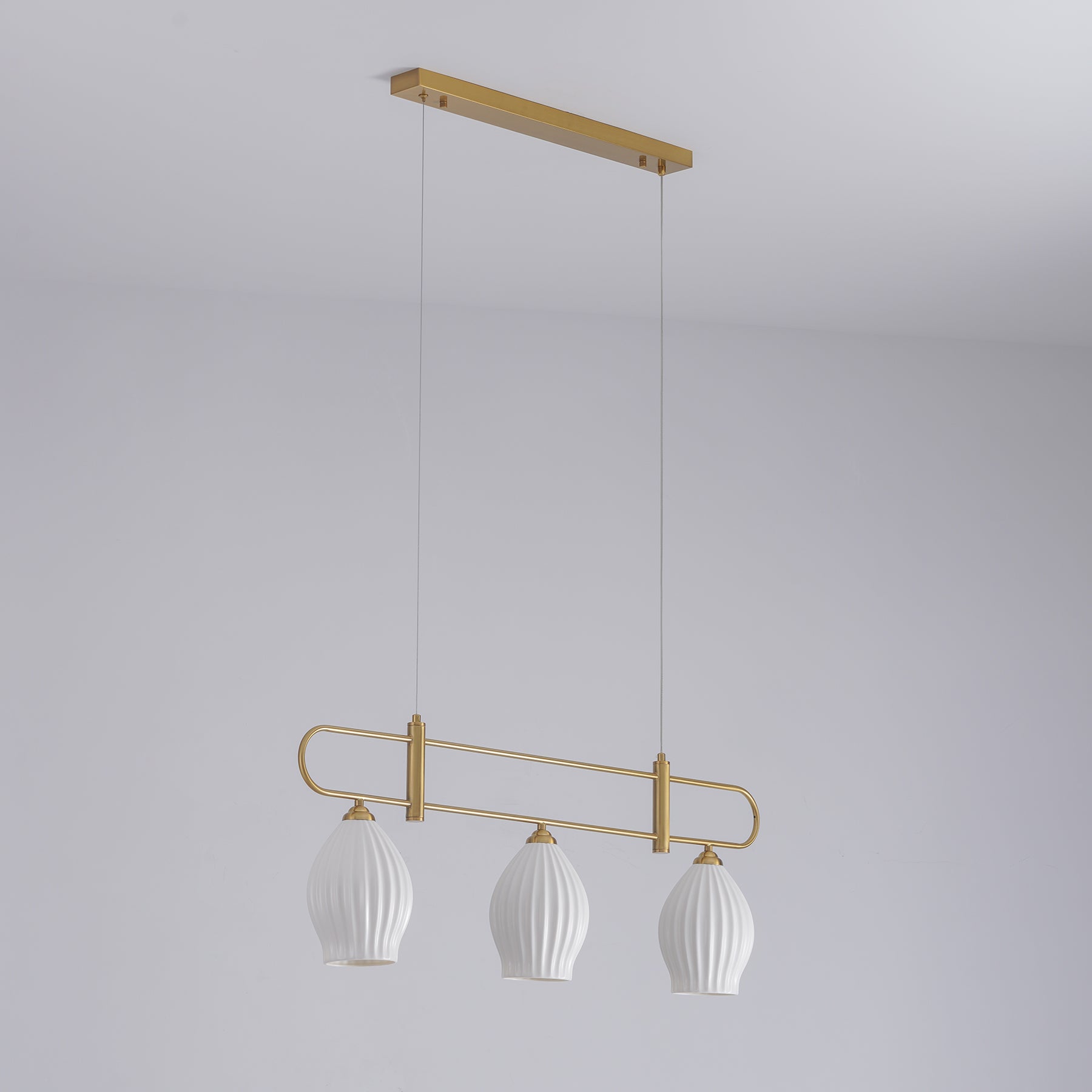 Modern Fin Pendant Light - Adjustable Hanging Ceiling Lamp for Kitchen Island, Dining Room & Bedroom | Industrial Style Lighting Fixture with Vintage Edison Bulbs