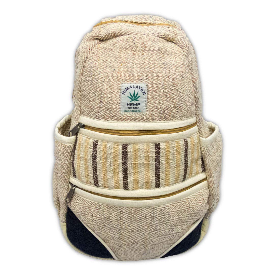 Zen Canyon Small Natural Hemp Herringbone Sling Bag Backpack - 15 x 9 Inches Crossbody Daypack for Travel, Hiking & Daily Use