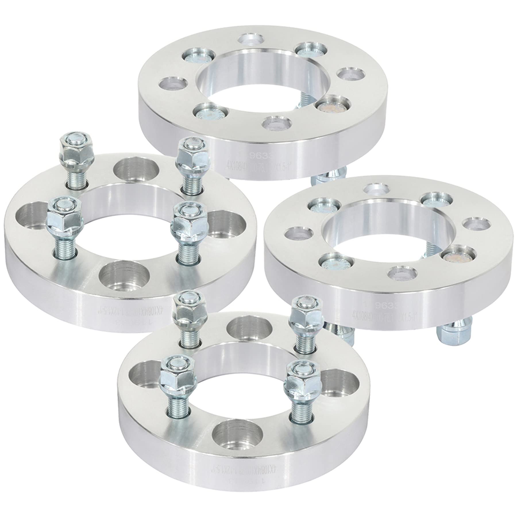 SCITOO 4x108 to 4x100 Wheel Adapters 1 Inch 4 Lug 12x1.5 Studs 78.1mm Bore - Compatible with Ford Escort (1981-1990), Fiesta (2000-2011), Focus (2011-2019) - 4Pcs Wheel Spacers for Enhanced Stance & Performance
