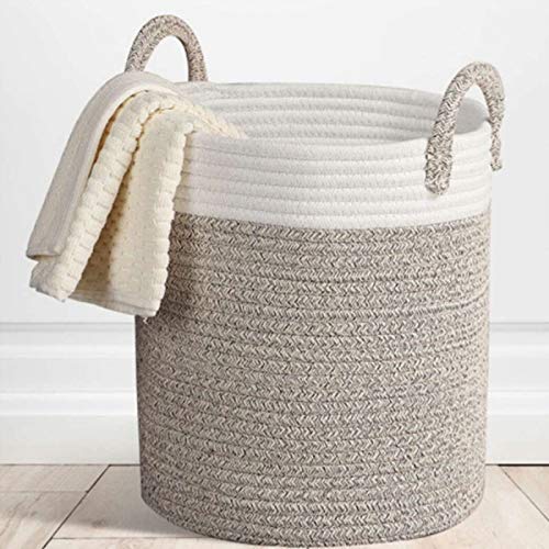 Nordic Cotton Rope Laundry Hamper - Large Collapsible Clothes Storage Basket for Bedroom, Toys & Debris (38x33cm) Heavy Duty Organizer - Perfect for Home, Nursery & Dorm Organization