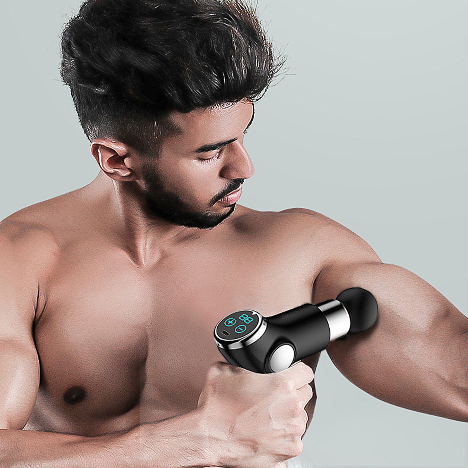 FitSmart LCD Display Mini Vibration Therapy Massage Device - Portable Pain Relief for Neck, Back & Shoulders - Black - Perfect for Home, Office & Travel Use