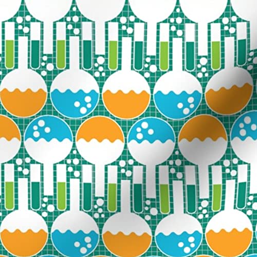 Bubbles Nursery Science Chemistry Lab Kids Printed Denim Fabric by The Yard - Durable Bottomweight Fabric for Apparel, Home Decor & Upholstery - Perfect for DIY Projects, Kids' Clothing & Nursery Decor