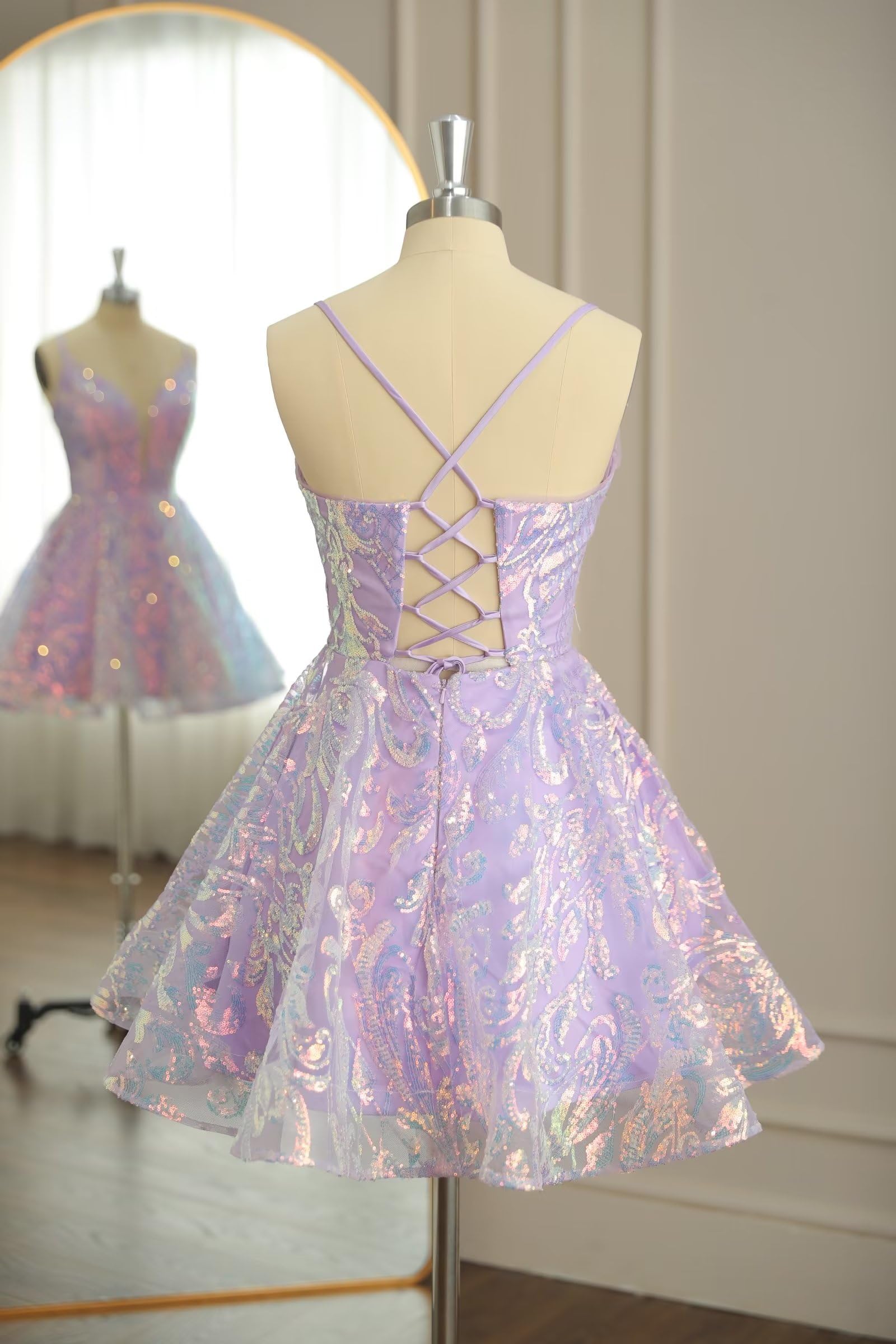 Elegant 2023 Lace Sequin Homecoming Dresses for Juniors | Short Prom & Formal Party Gowns | Perfect for Dances, Weddings & Special Occasions