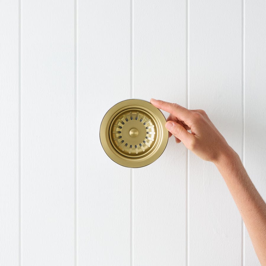 Brushed Brass Kitchen Sink Basket - Durable Stainless Steel Strainer for Draining Fruits, Vegetables & Dishes - Perfect for Modern Farmhouse & Rustic Kitchen Decor